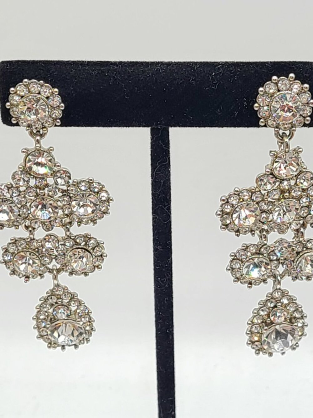 Silver tone Clear Crystal Chandelier Earrings source Unknown